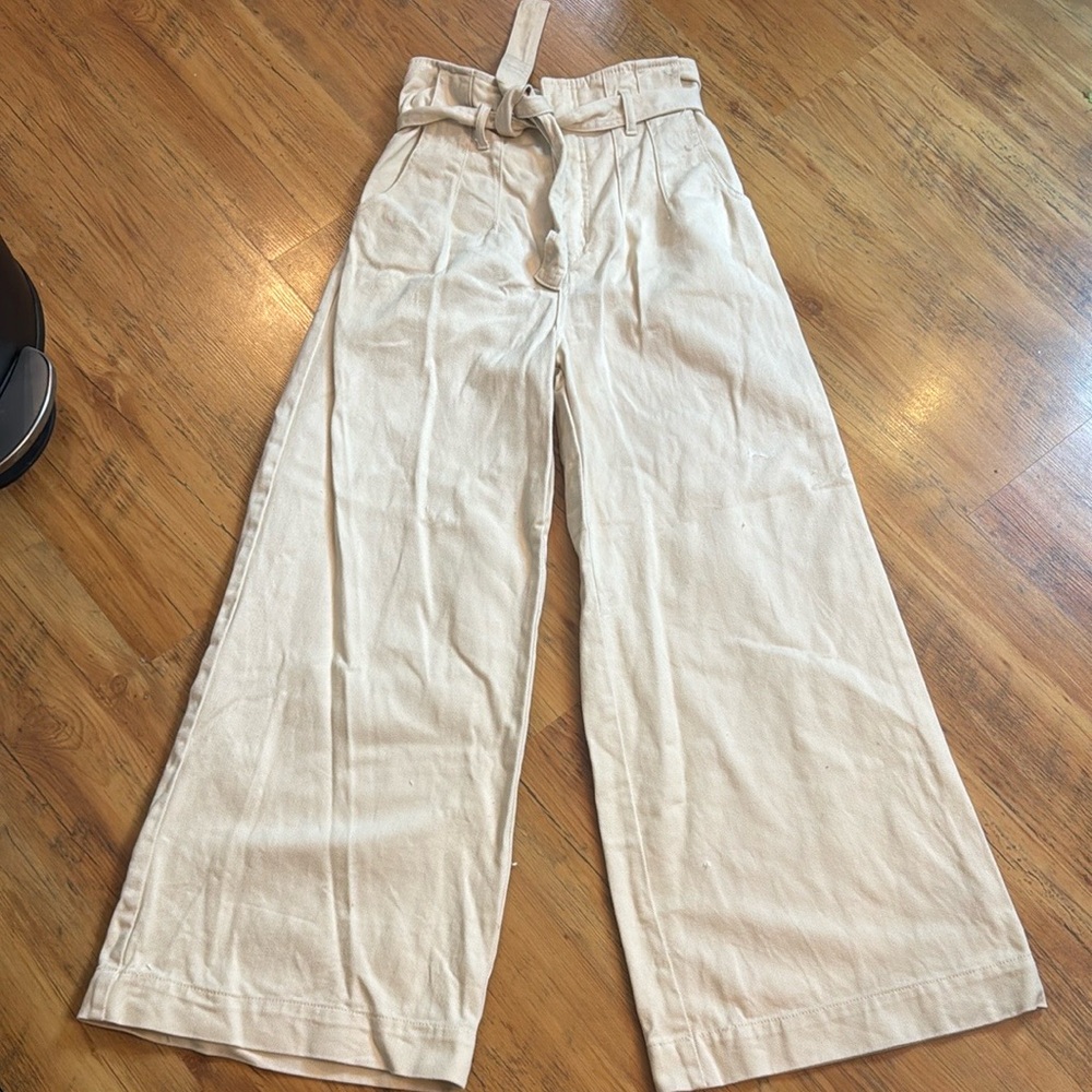 Free People C/Meo Collective Wide Leg Jeans Womens  Sz M US 4 / Cream
